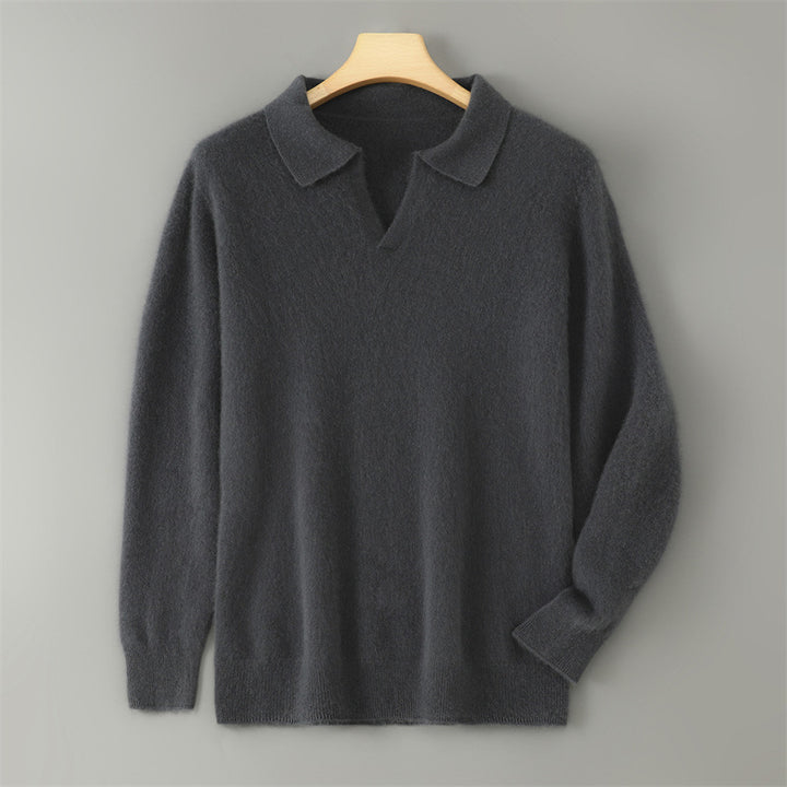 Men's wool sweater with collar, business casual