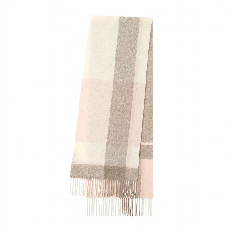 Checked scarf with fringes, 180x30cm