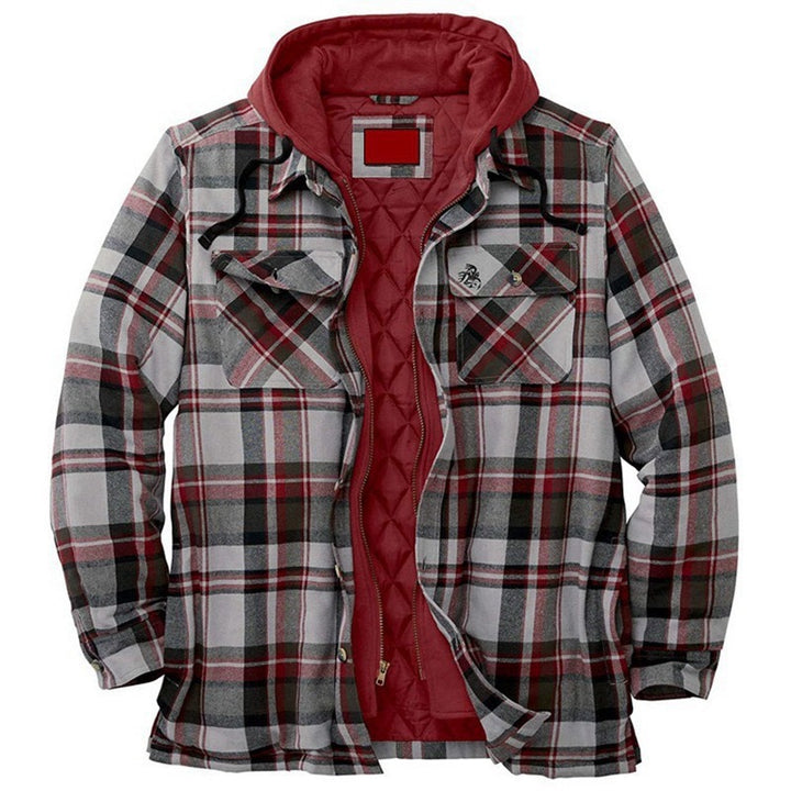 Men's hooded jacket, checked, padded