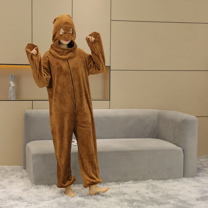 Funny one-piece pajama in brown