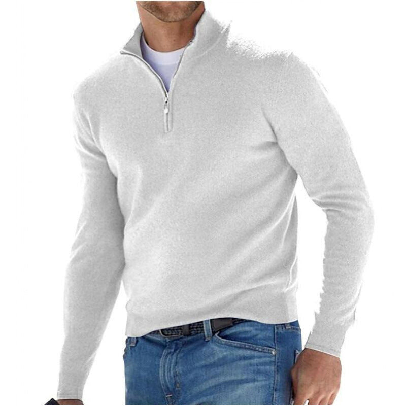 Men's Long Sleeve Cashmere Sweater, Simple Design