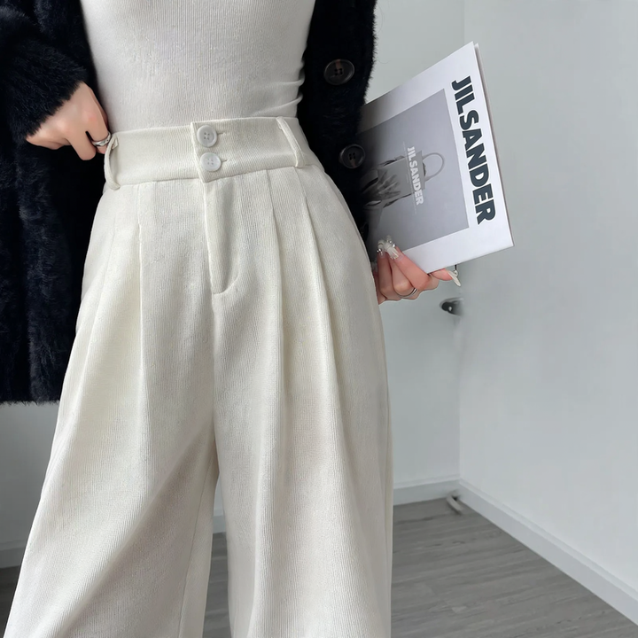 Lined corduroy pants, wide fit