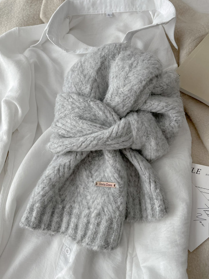 Alpaca wool scarf, solid color, 24x165cm
