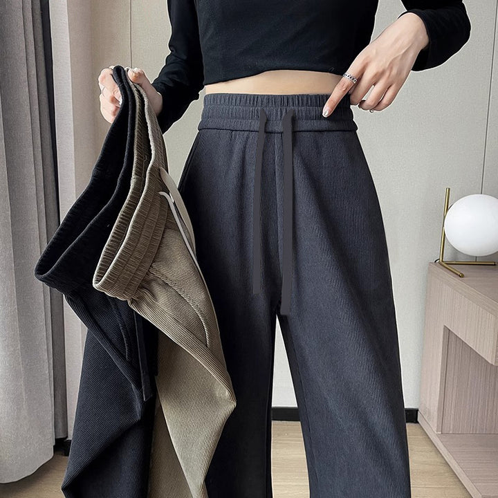 Lined corduroy pants with a wide leg