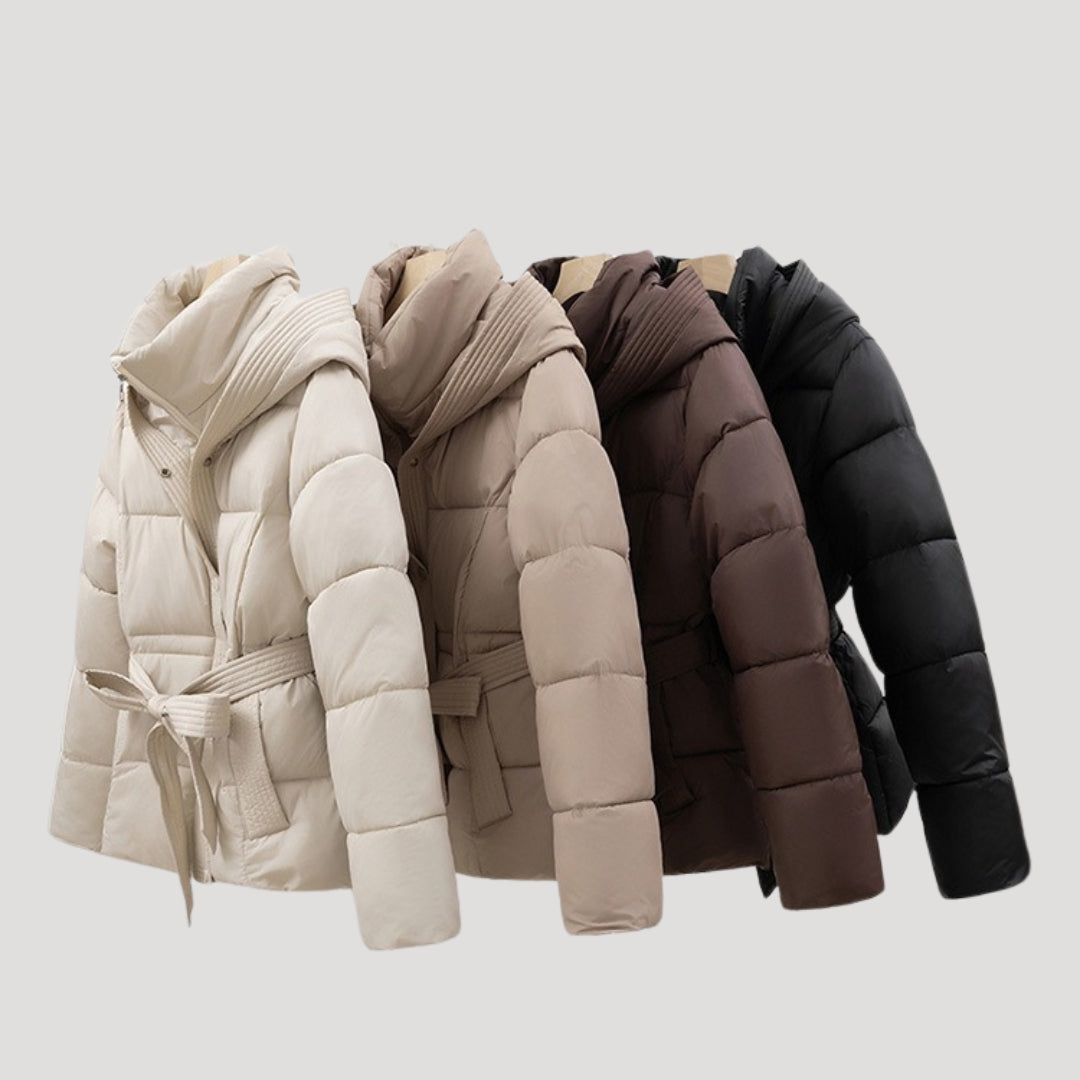 Mune | Women's Winter Puffer Jacket with Hood and Belt