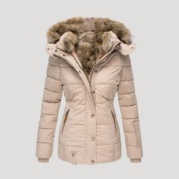 Mune | Women's Padded Winter Coat with Faux Fur Collar Jacket
