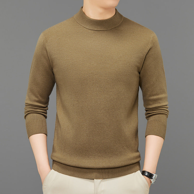 Men's knitted sweater with stand-up collar