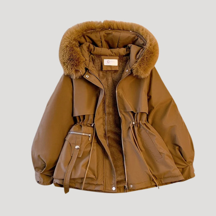 Mune | Women's winter parka coat with faux fur hood