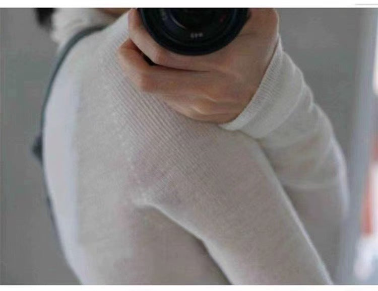 Women's cashmere wool sweater, thin, stand-up collar