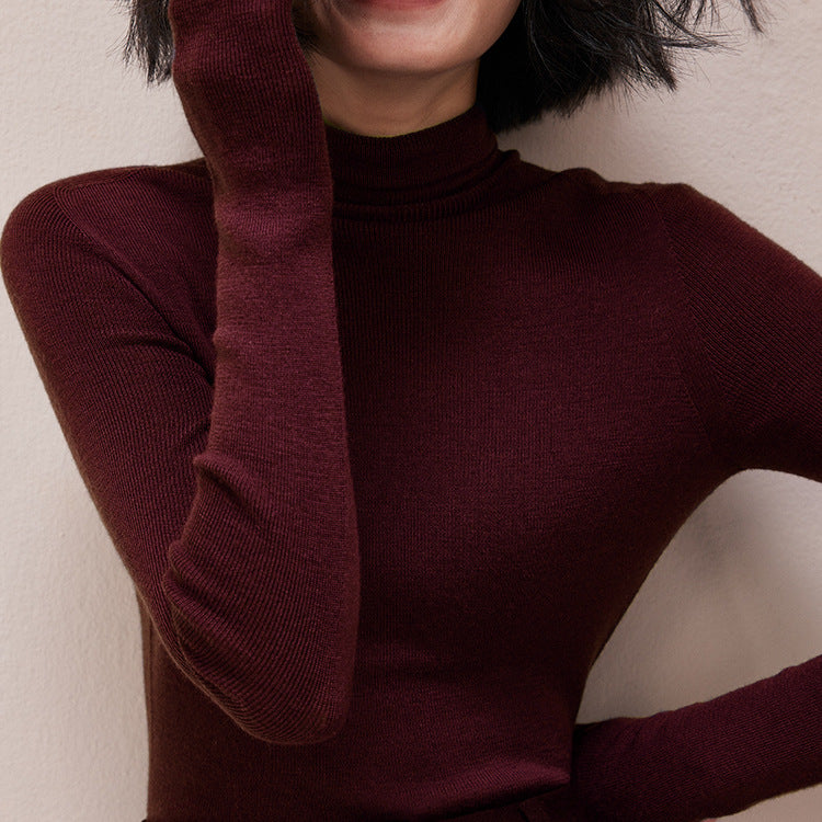 Ladies' wool sweater with stand-up collar, 100% wool