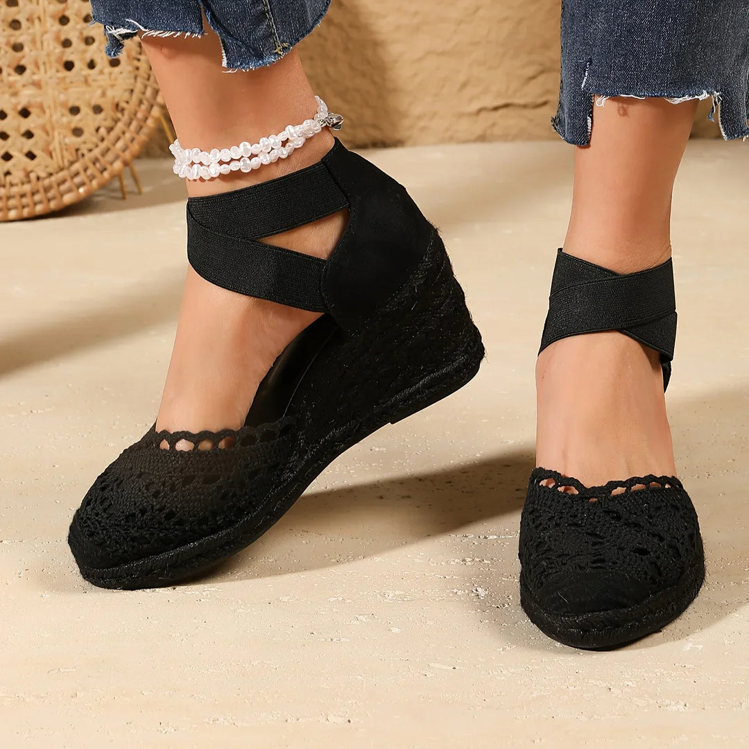 Mune Fashion | Elegant Wedge Sandals with Crochet Top