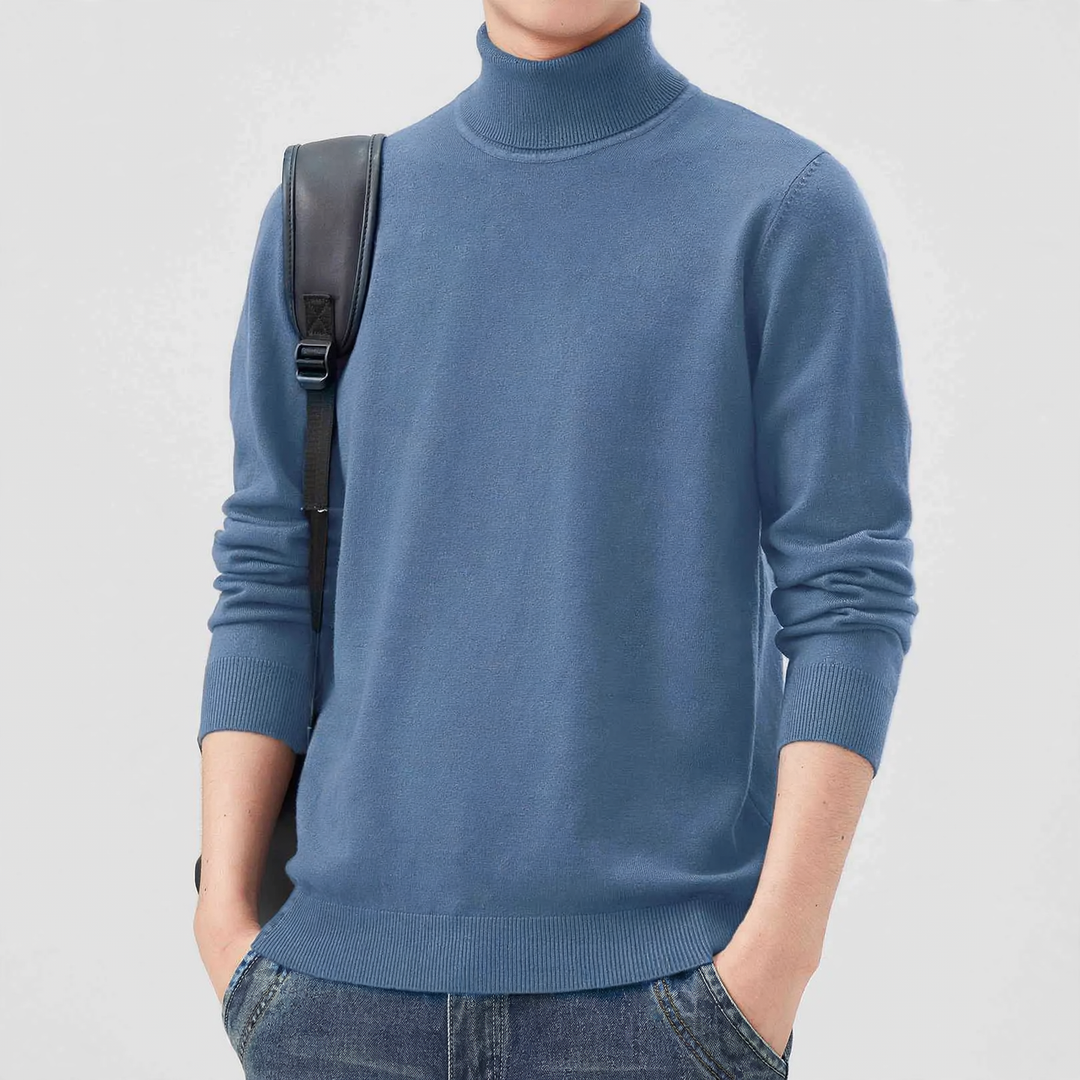 Men's wool blend pullover with round neck