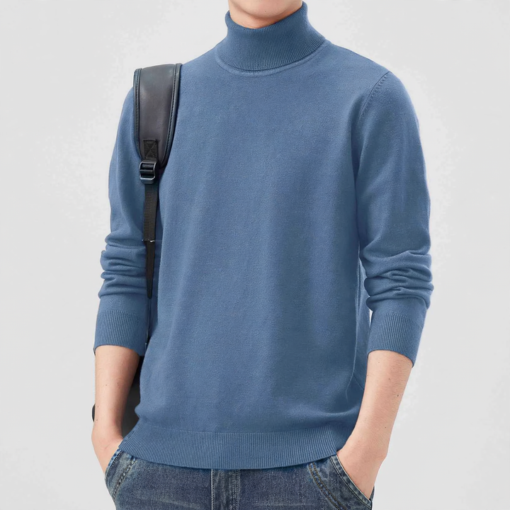 Men's wool blend pullover with round neck