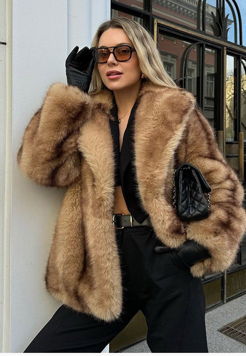Warm and loose faux fur jacket for Women