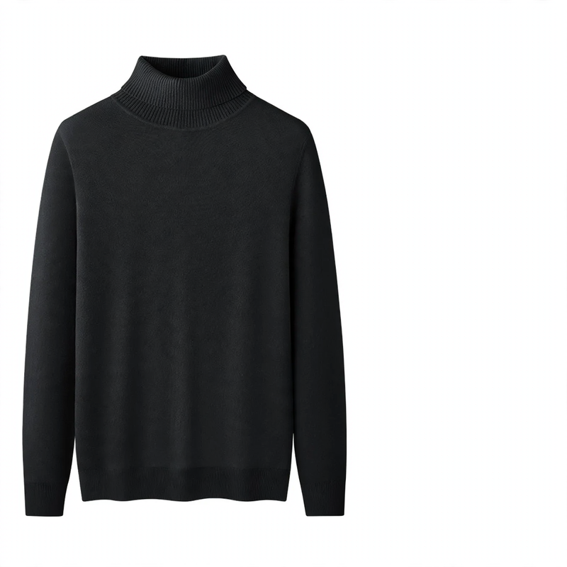 High-quality men's turtleneck sweater made of modal-wool blend