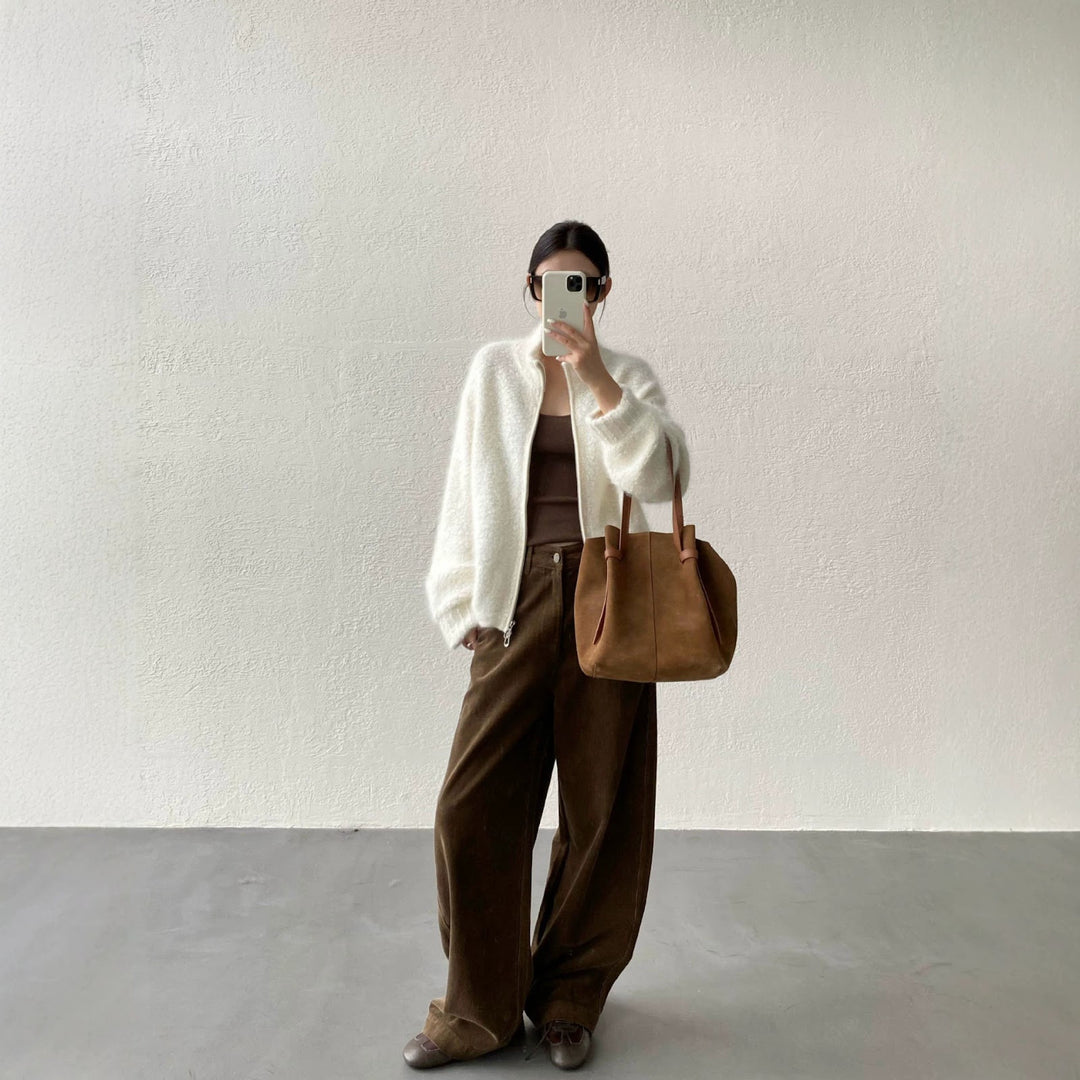 Cotton cord trousers, wide cut, lined, Autumn/Winter