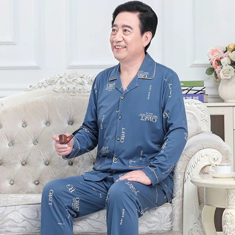 Men's cotton pajamas, long sleeve, set