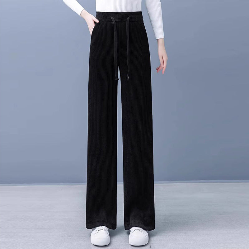 Lined corduroy pants with a wide leg