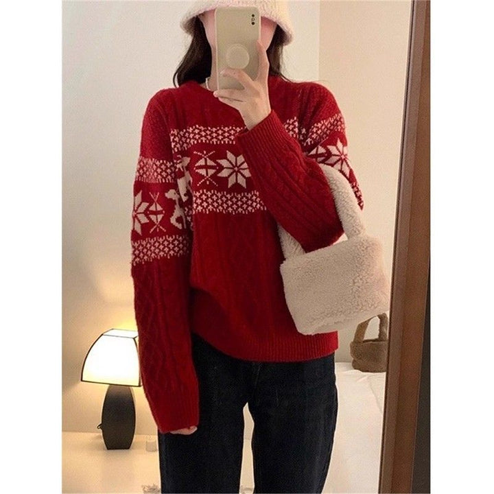 Christmas knit sweater with Fair Isle pattern