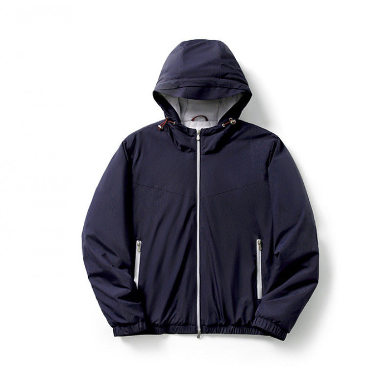 Elegant men's hoodie, wool and silk