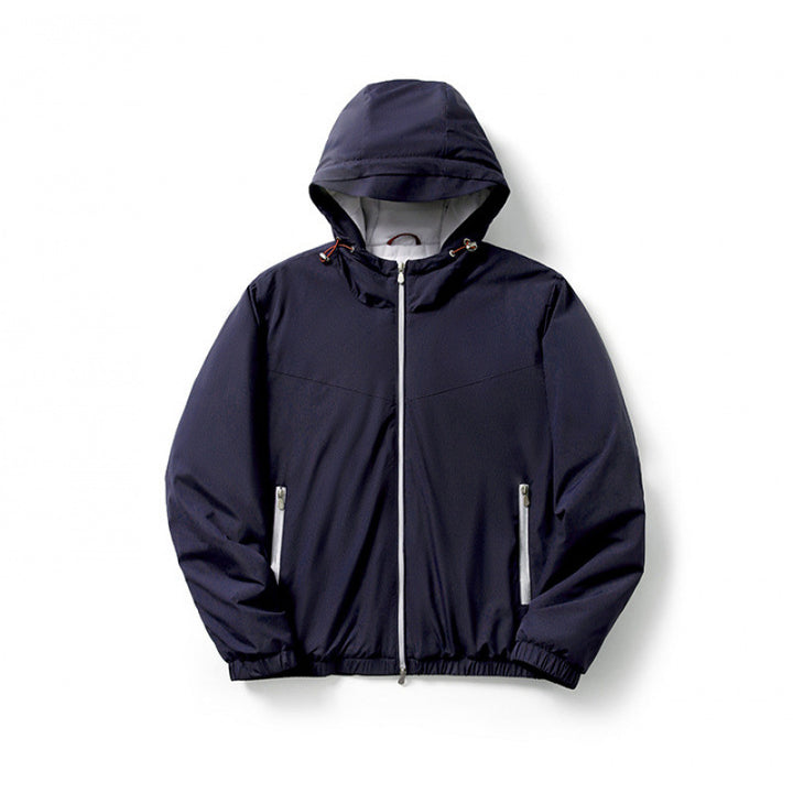 Elegant men's hoodie, wool and silk