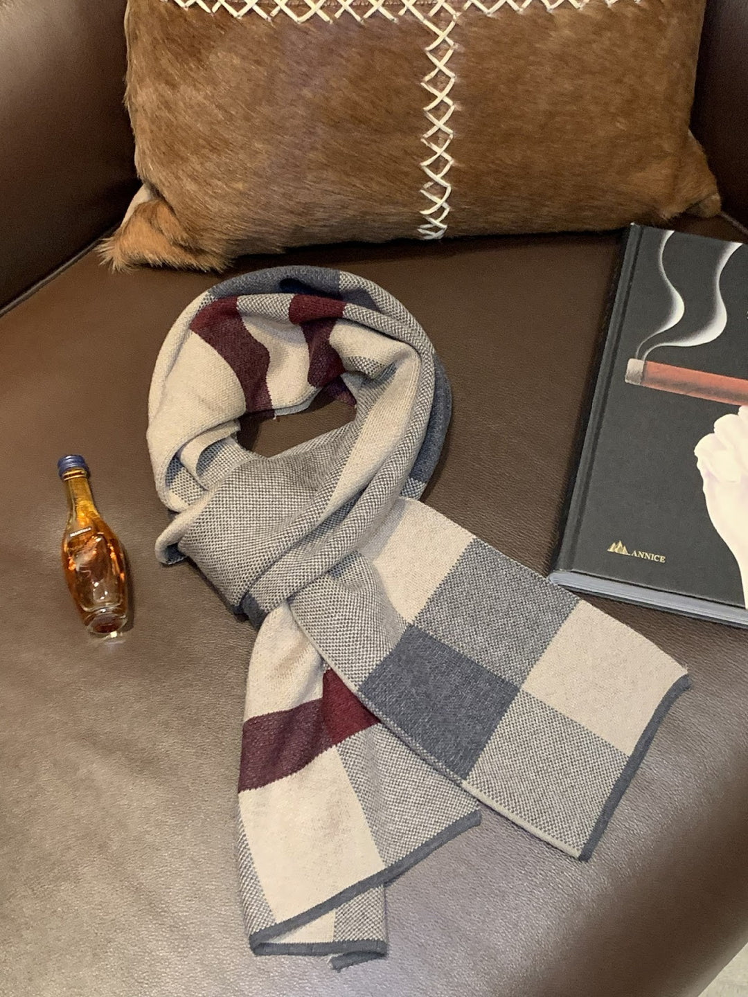 Modern knitted scarf for men, 180x30cm