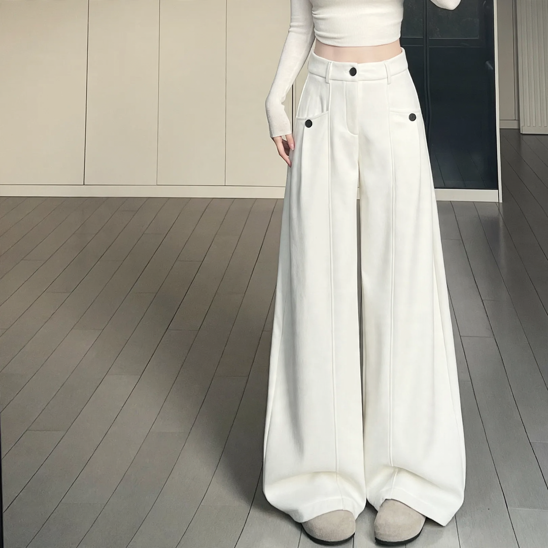 Women’s corduroy suit trousers with high waistband