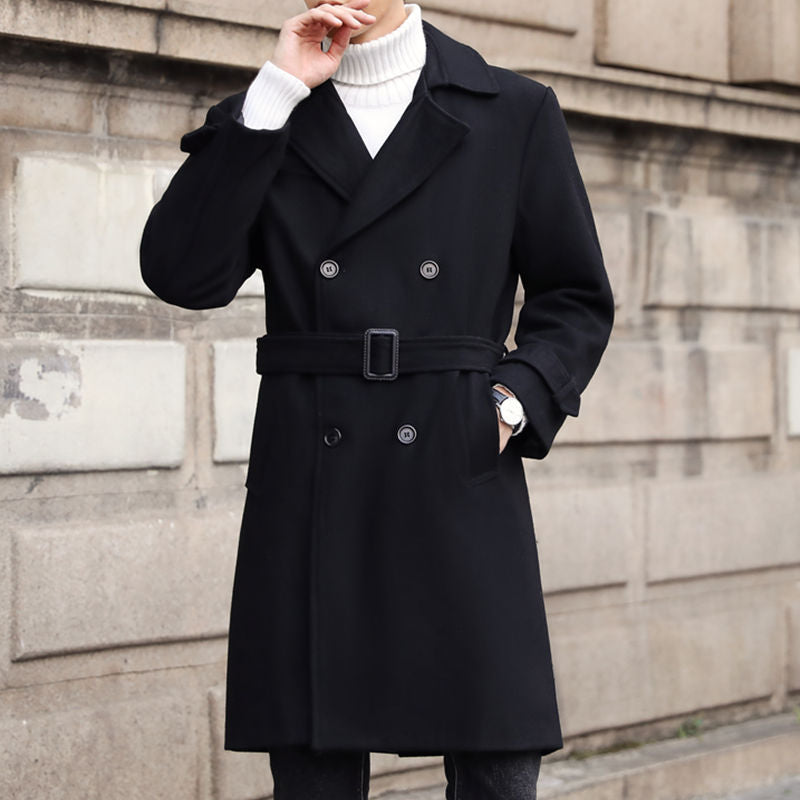 Men's Double-Breasted Wool Coat with Shawl Collar and Tailored Silhouette Mune Fashion