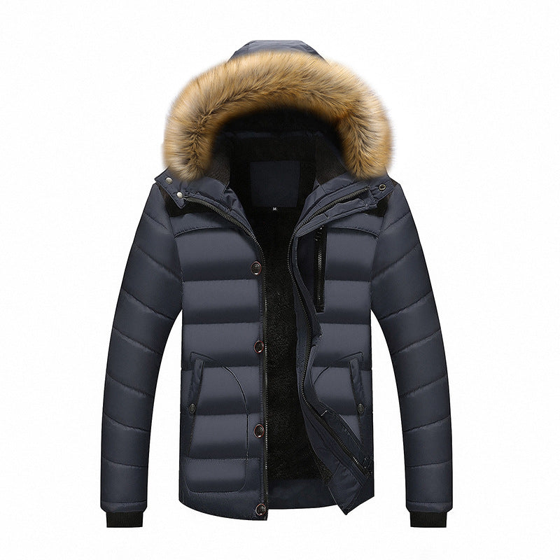 Men's Warm Winter Jacket with Removable Faux Fur Collar Mune Fashion