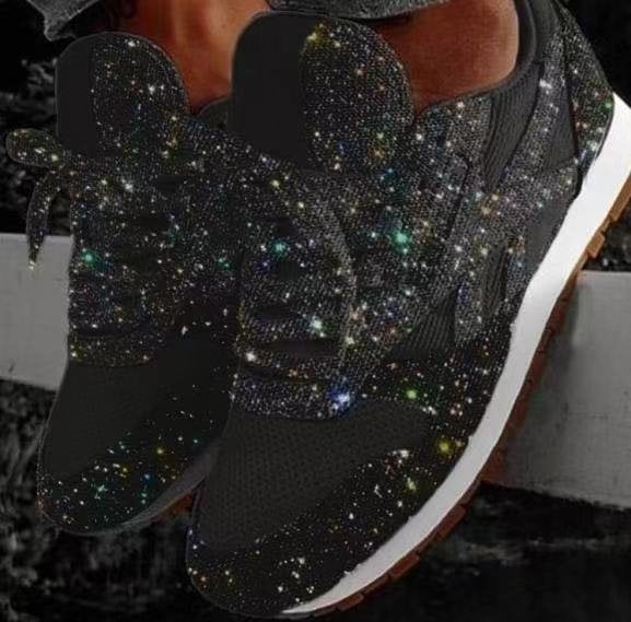 Women's glittering sneakers with crystal-embellished surface, padded comfort insole, and non-slip rubber sole Mune Fashion