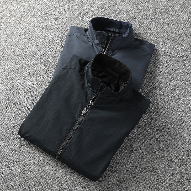 Men's Lightweight Windbreaker Jacket with Stand-up Collar Mune Fashion