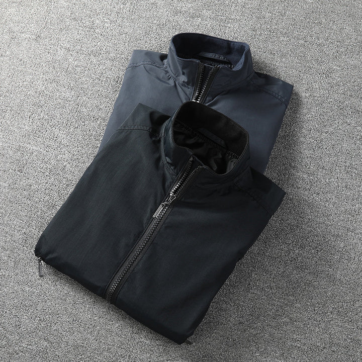 Men's Lightweight Windbreaker Jacket with Stand-up Collar Mune Fashion