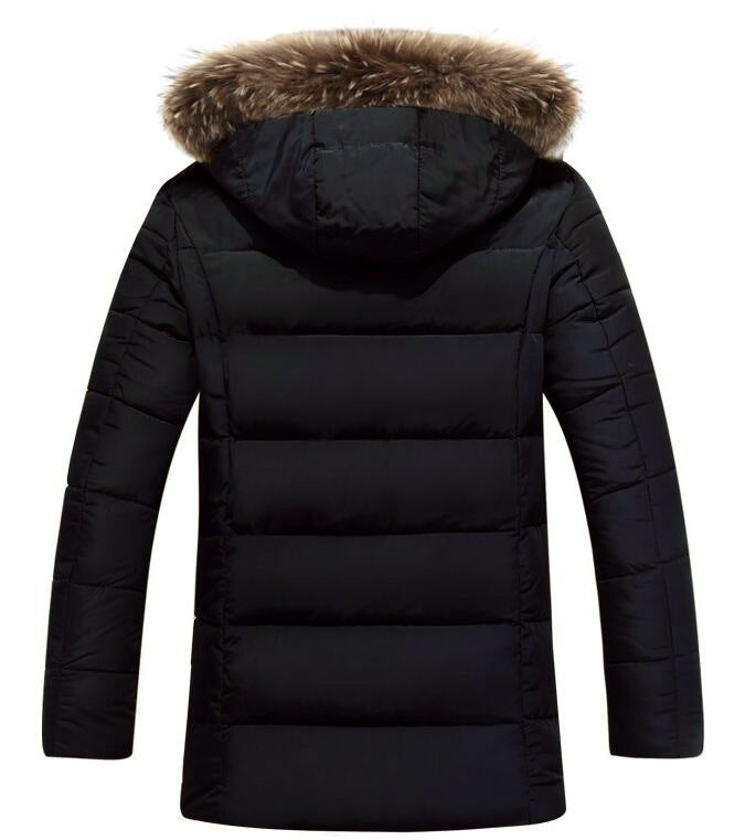 Men's Winter Jacket with Removable Hood and Soft Faux Fur Mune
