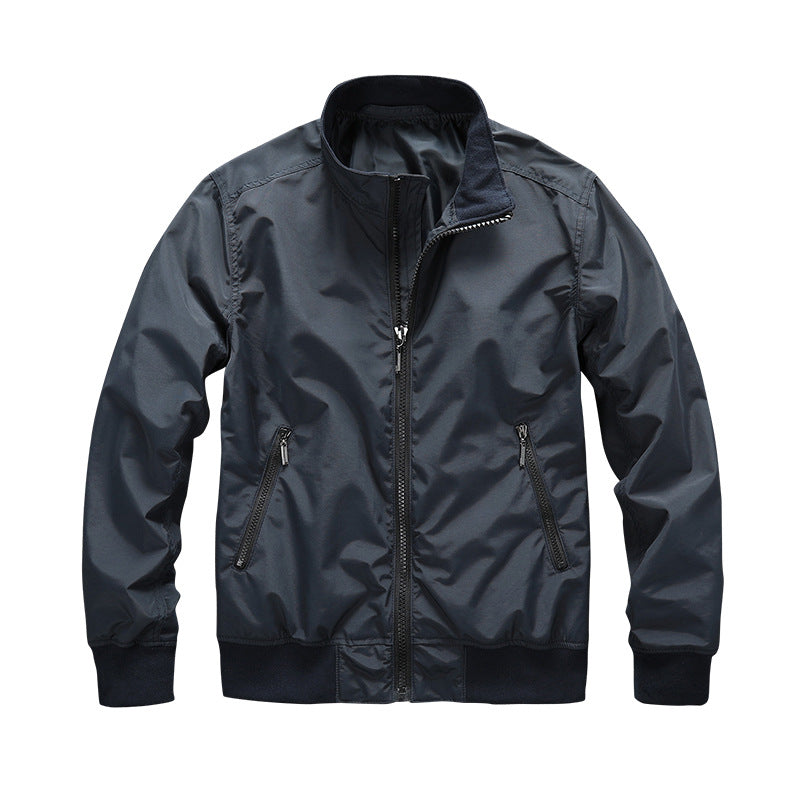 Men's Lightweight Windbreaker Jacket with Stand-up Collar Mune Fashion