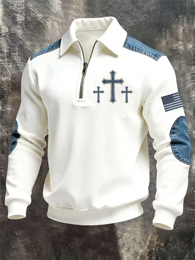 Men's sweatshirt with 3D print and zipper