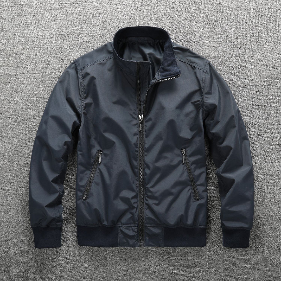 Men's Lightweight Windbreaker Jacket with Stand-up Collar Mune Fashion