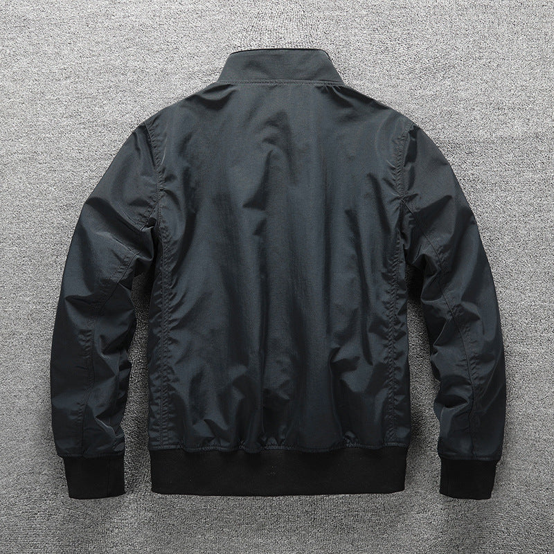 Men's Lightweight Windbreaker Jacket with Stand-up Collar Mune Fashion