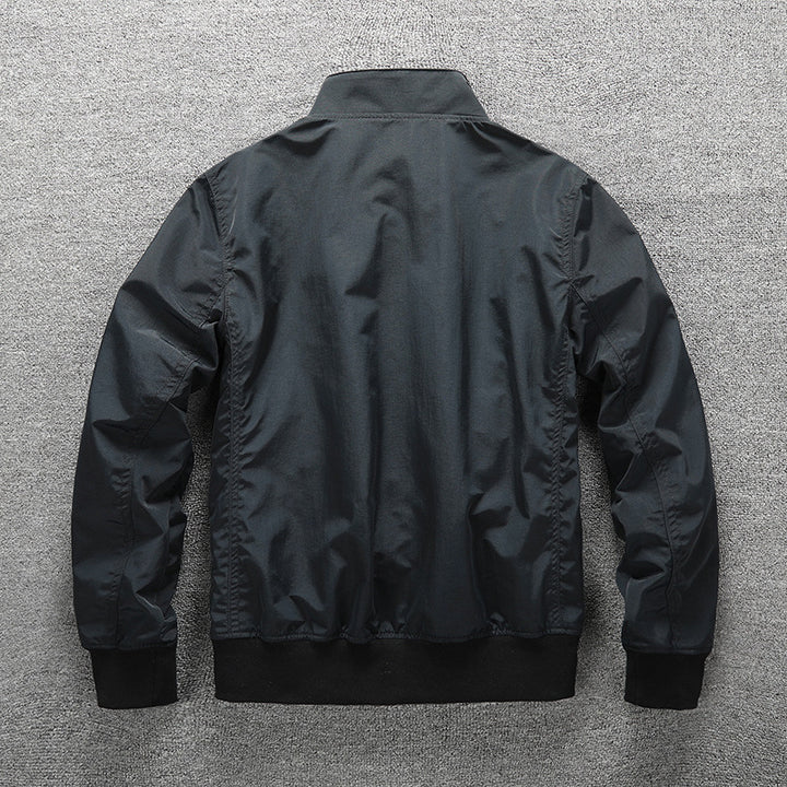 Men's Lightweight Windbreaker Jacket with Stand-up Collar Mune Fashion