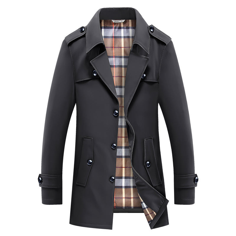 Men's nano classic trench coat with checked lining, shoulder epaulets and water-repellent surface Mune Fashion