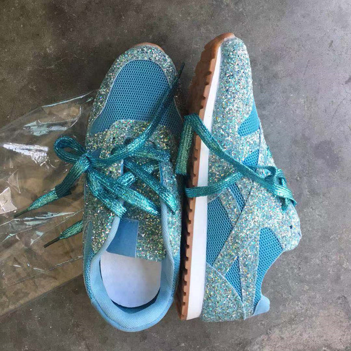 Women's glittering sneakers with crystal-embellished surface, padded comfort insole, and non-slip rubber sole Mune Fashion