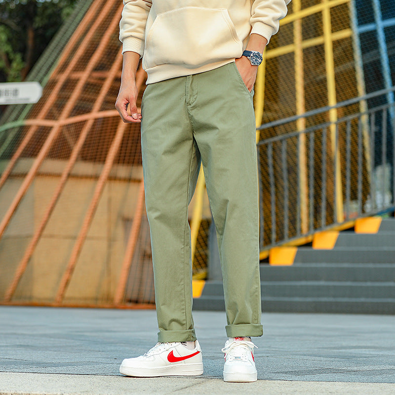 Men's twill pants in camouflage pattern with straight cut and belt loops Mune Fashion