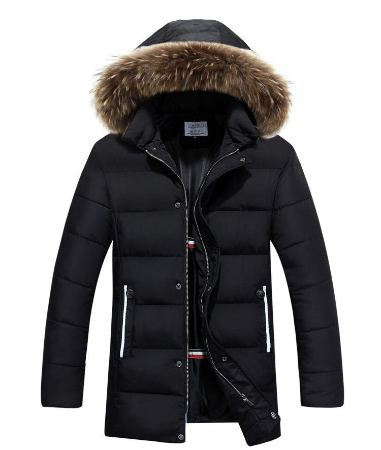 Men's Winter Jacket with Removable Hood and Soft Faux Fur Mune