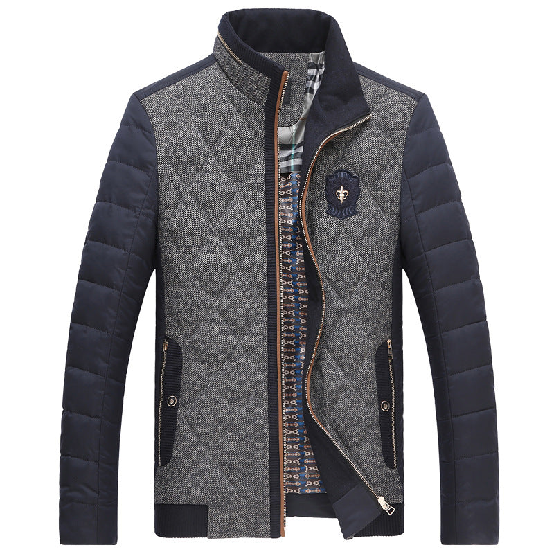 Men's quilted thermo quilted jacket with faux leather shoulder yoke and teddy collar Mune Fashion