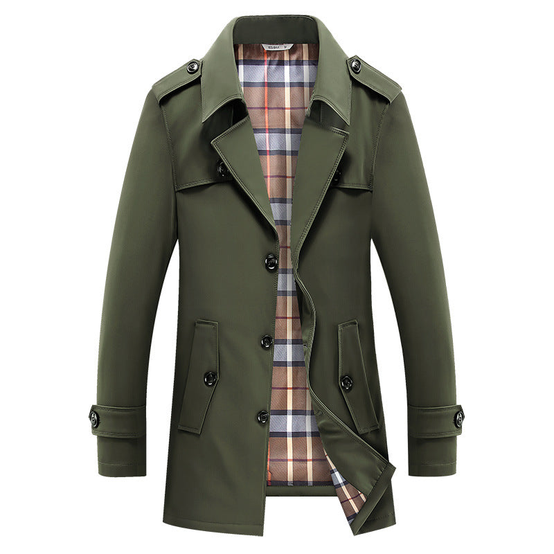 Men's nano classic trench coat with checked lining, shoulder epaulets and water-repellent surface Mune Fashion
