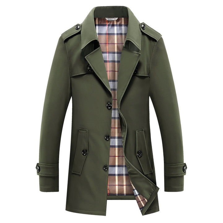 Men's nano classic trench coat with checked lining, shoulder epaulets and water-repellent surface Mune Fashion