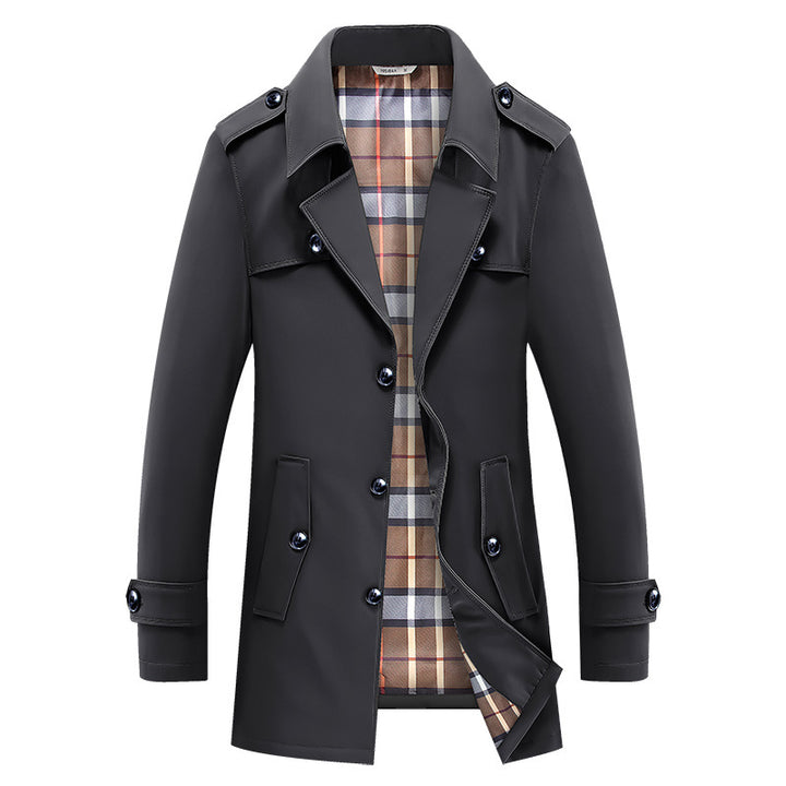 Men's nano classic trench coat with checked lining, shoulder epaulets and water-repellent surface Mune Fashion