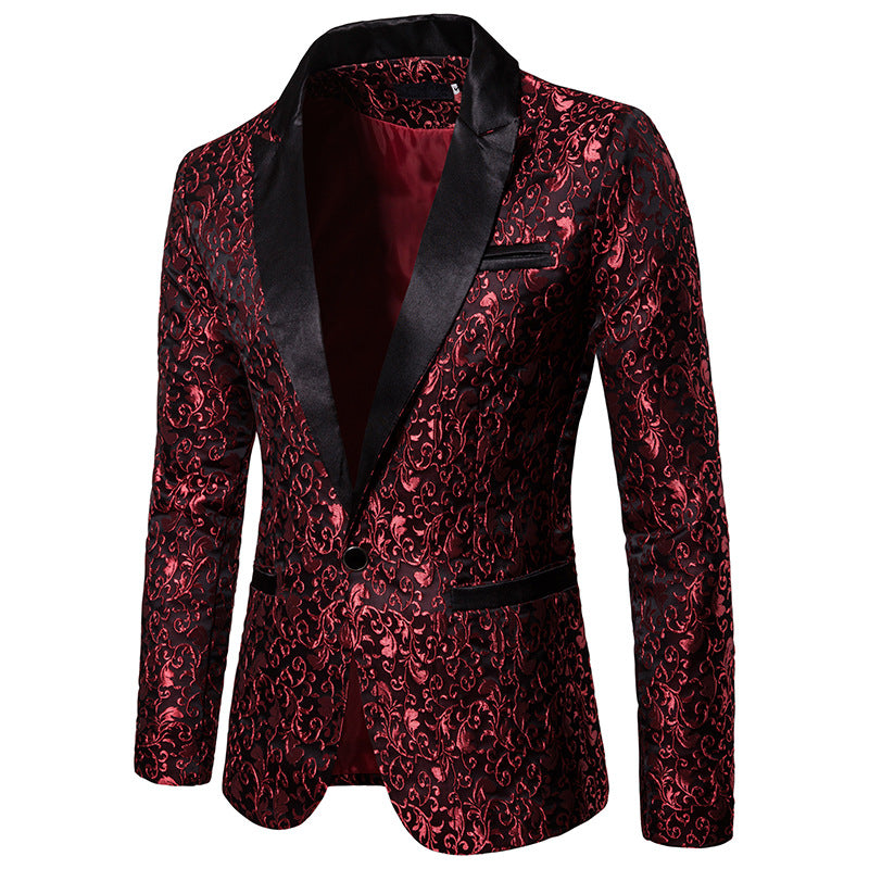 Men's nan ornamental tuxedo jacket with satin lapel and brocade structured surface Mune Fashion