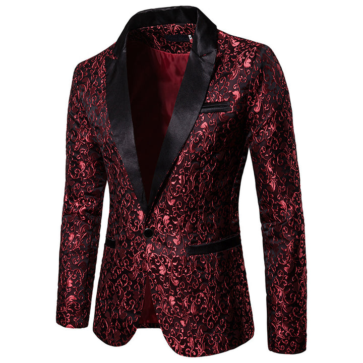 Men's nan ornamental tuxedo jacket with satin lapel and brocade structured surface Mune Fashion