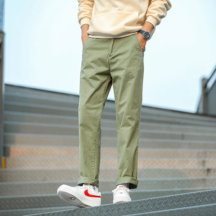 Men's twill pants in camouflage pattern with straight cut and belt loops Mune Fashion