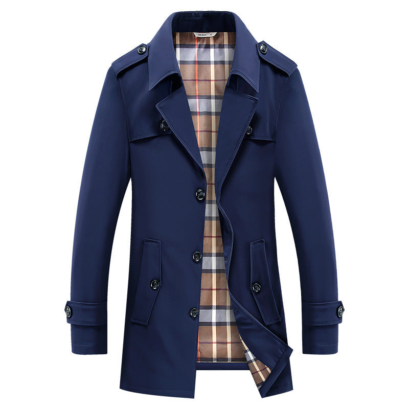 Men's nano classic trench coat with checked lining, shoulder epaulets and water-repellent surface Mune Fashion